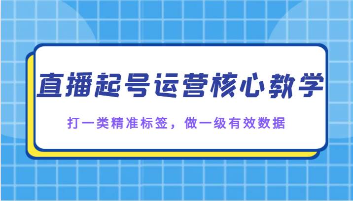直播起号运营核心教学，打一类精准标签，做一级有效数据-三石资源库