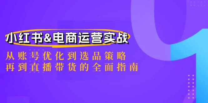 小红书&电商运营实战：从账号优化到选品策略，再到直播带货的全面指南-三石淘金网