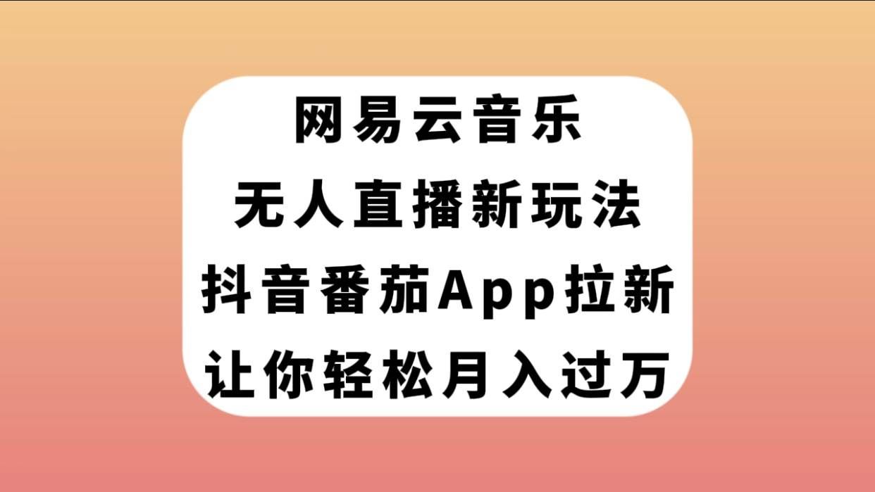 （7599期）网易云音乐无人直播新玩法，抖音番茄APP拉新，让你轻松月入过万-三石资源库