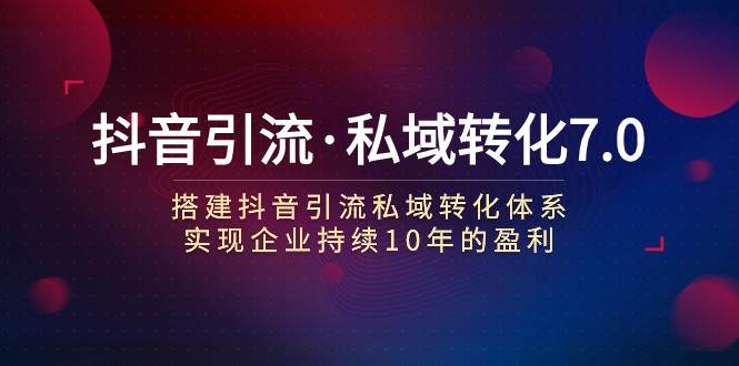 抖音引流·私域转化7.0：搭建抖音引流·私域转化体系 实现企业持续10年盈利-三石淘金网