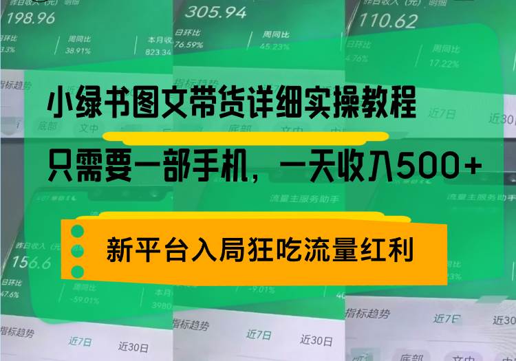 （13509期）小绿书图文带货详细实操教程，只需要一部手机，一天收入500+，轻松变现-三石资源库