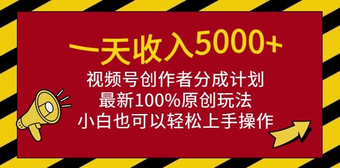 （9599期）一天收入5000+，视频号创作者分成计划，最新100%原创玩法，小白也可以轻...-三石资源库