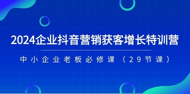 2024企业抖音营销获客增长特训营，中小企业老板必修课（29节课）-三石资源库