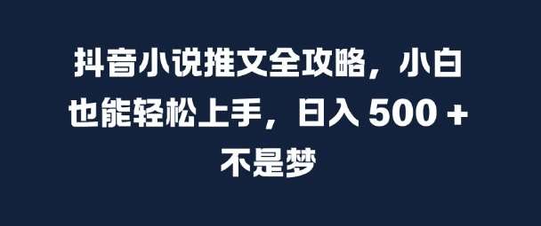 抖音小说推文全攻略，小白也能轻松上手，日入 5张+ 不是梦【揭秘】-三石资源库