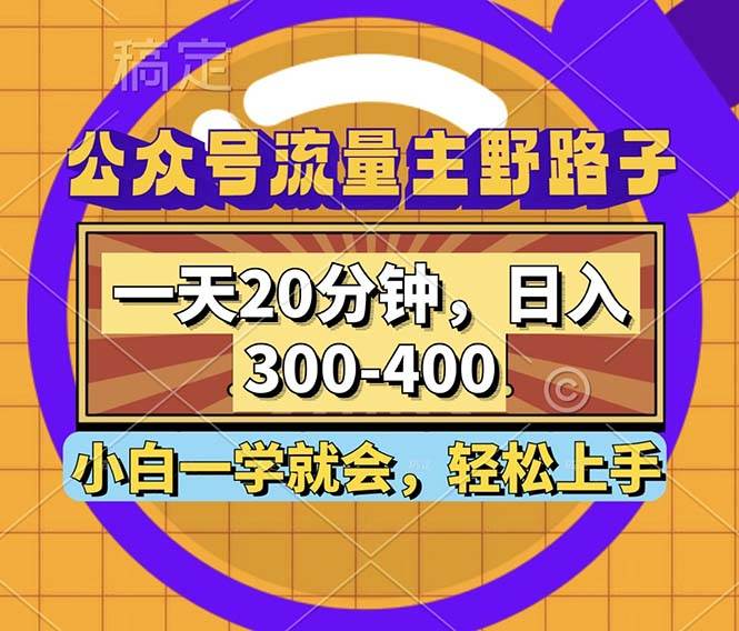 （12866期）公众号流量主野路子玩法，一天20分钟，日入300~400，小白一学就会-三石资源库