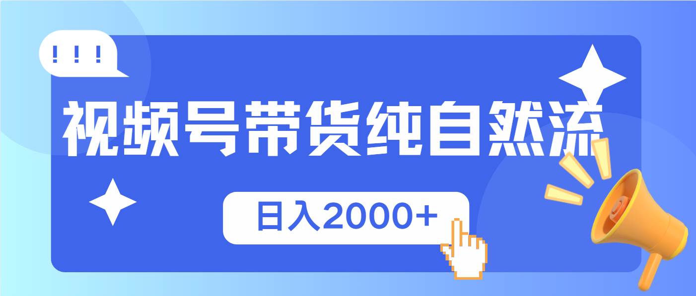 （13998期）视频号带货，纯自然流，起号简单，爆率高轻松日入2000+-三石资源库