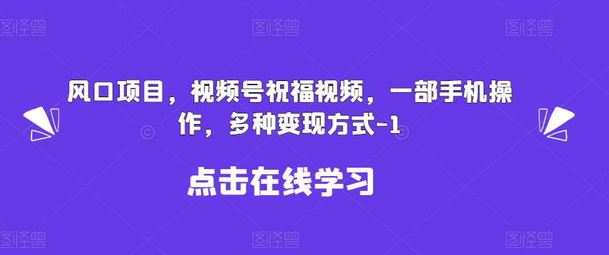 新风口项目，视频号祝福视频，一部手机操作，多种变现方式【揭秘】-三石资源库