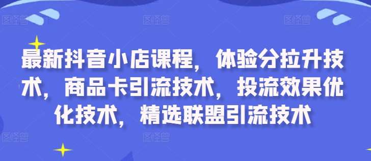 最新抖音小店课程,体验分拉升技术,商品卡引流技术,投流效果优化技术,精选联盟引流技术-三石资源库