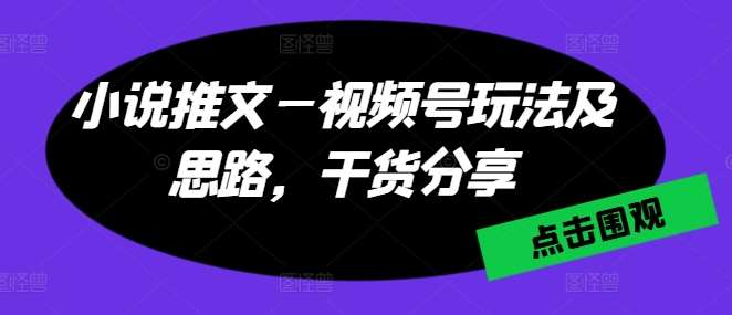 小说推文—视频号玩法及思路，干货分享-三石淘金网