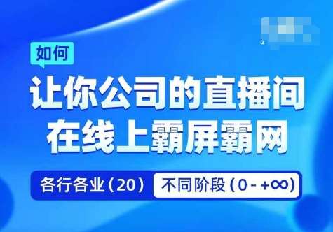 企业矩阵直播霸屏实操课，让你公司的直播间在线上霸屏霸网-三石资源库
