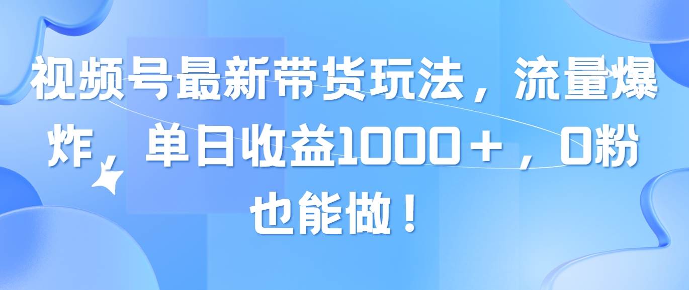 （10858期）视频号最新带货玩法，流量爆炸，单日收益1000＋，0粉也能做！-三石资源库