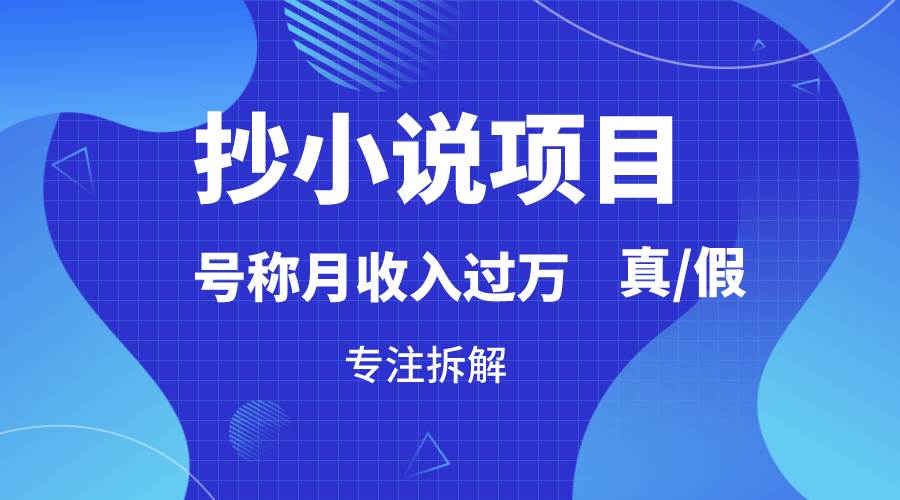 抄小说项目，号称月入过万，到底是否真实，能不能做，详细拆解-三石淘金网