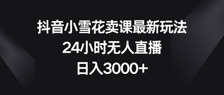 （8322期）抖音小雪花卖课最新玩法，24小时无人直播，日入3000+-三石资源库