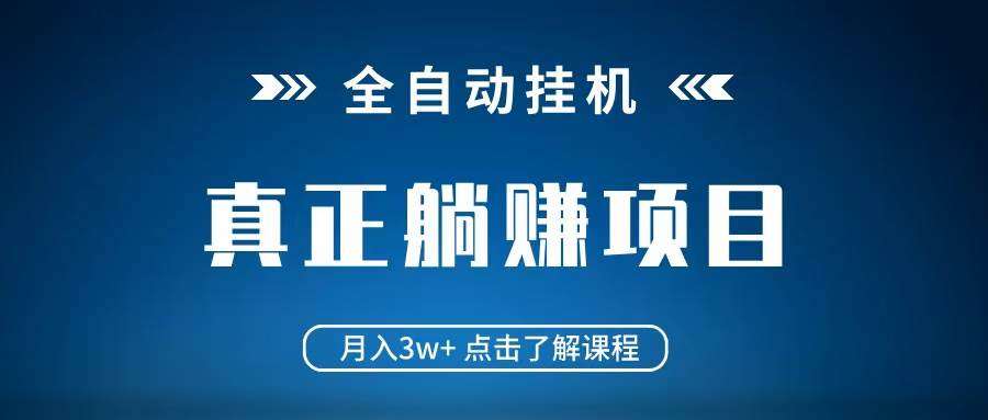 全自动挂机项目 月入3w+ 真正躺平项目 不吃电脑配置 当天见收益-三石资源库