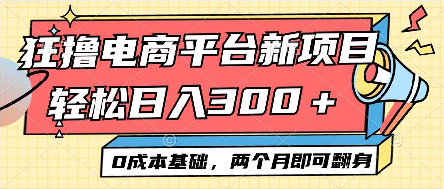 （12685期）电商平台新赛道变现项目小白轻松日入300＋0成本基础两个月即可翻身-三石资源库