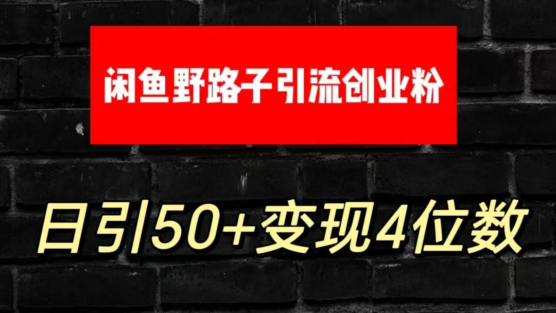 大眼闲鱼野路子引流创业粉，日引50+单日变现四位数-三石资源库