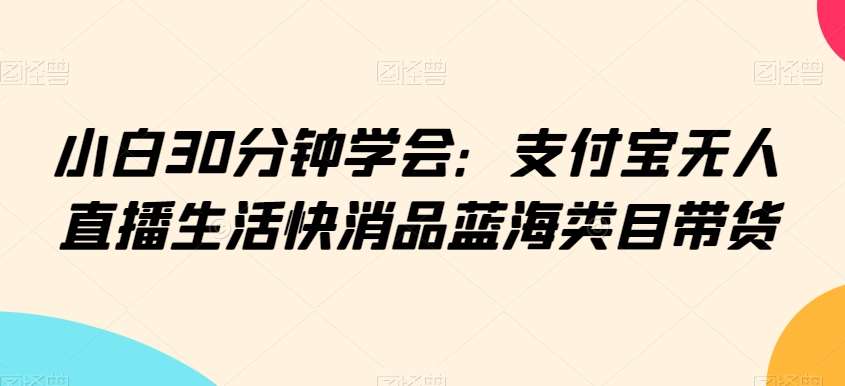 小白30分钟学会：支付宝无人直播生活快消品蓝海类目带货【揭秘】-三石资源库