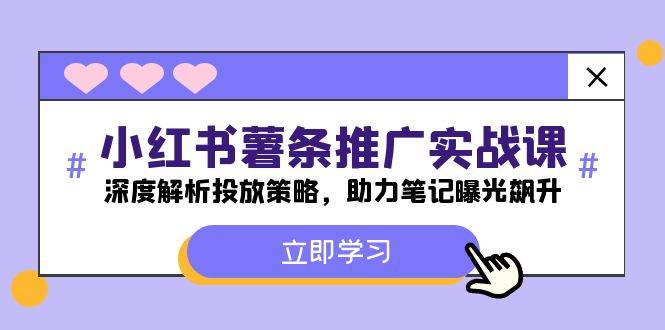 小红书-薯条推广实战课：深度解析投放策略，助力笔记曝光飙升-三石淘金网