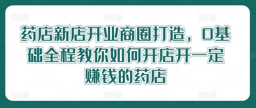 药店新店开业商圈打造,0基础全程教你如何开店开一定赚钱的药店-三石资源库