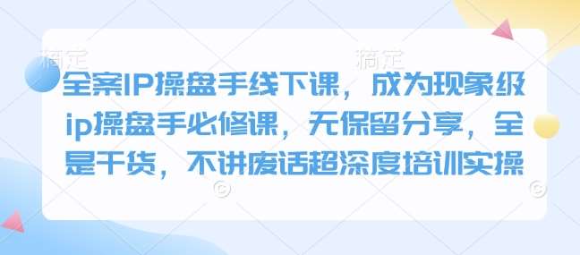 全案IP操盘手线下课，成为现象级ip操盘手必修课，无保留分享，全是干货，不讲废话超深度培训实操-三石资源库