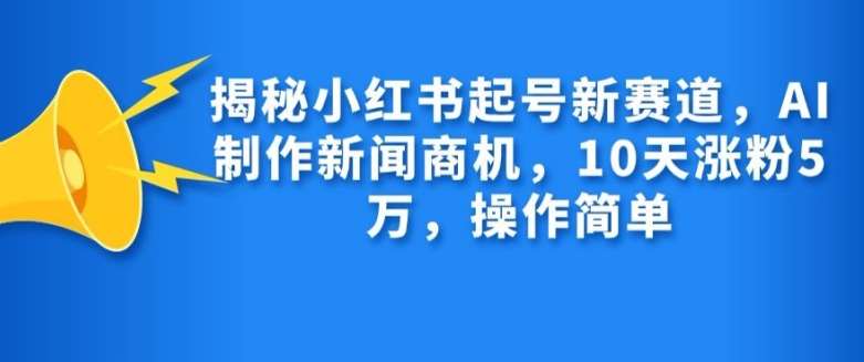 揭秘小红书起号新赛道，AI制作新闻商机，10天涨粉1万，操作简单-三石资源库