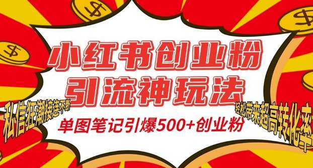 小红书创业粉引流神玩法，单图笔记引爆500+精准创业粉丝，私信狂潮接连不断-三石资源库