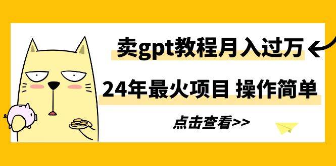 （9180期）24年最火项目，卖gpt教程月入过万，操作简单-三石资源库