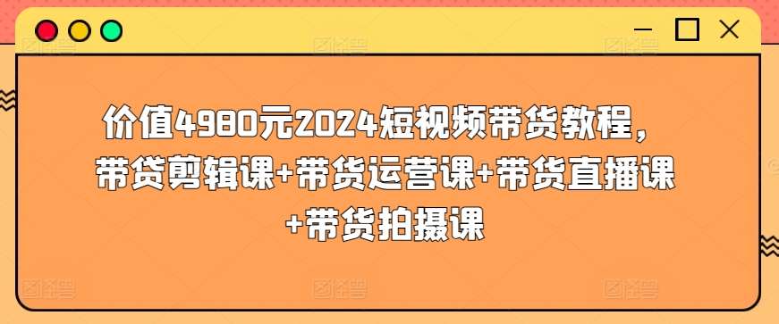 价值4980元2024短视频带货教程，带贷剪辑课+带货运营课+带货直播课+带货拍摄课-三石淘金网