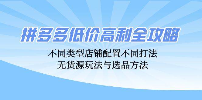 （12897期）拼多多低价高利全攻略：不同类型店铺配置不同打法，无货源玩法与选品方法-三石资源库