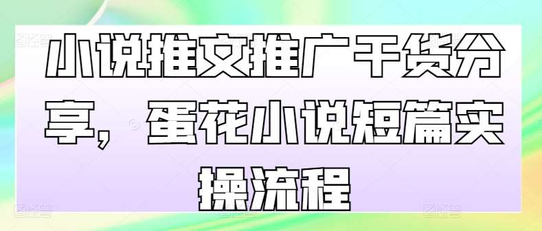 小说推文推广干货分享，蛋花小说短篇实操流程-三石资源库