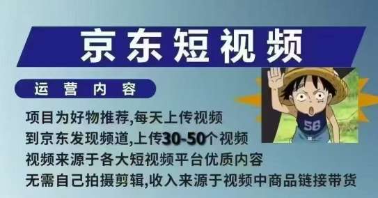 京东短视频带货课，无需自己拍摄剪辑，保姆式教学，两天快速上手-三石资源库