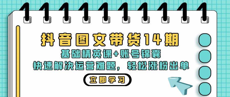 （13107期）抖音 图文带货14期：基础精英课+账号锦囊，快速解决运营难题 轻松涨粉出单-三石资源库