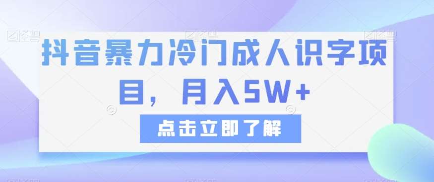 抖音暴力冷门成人识字项目，月入5W+【揭秘】-三石资源库