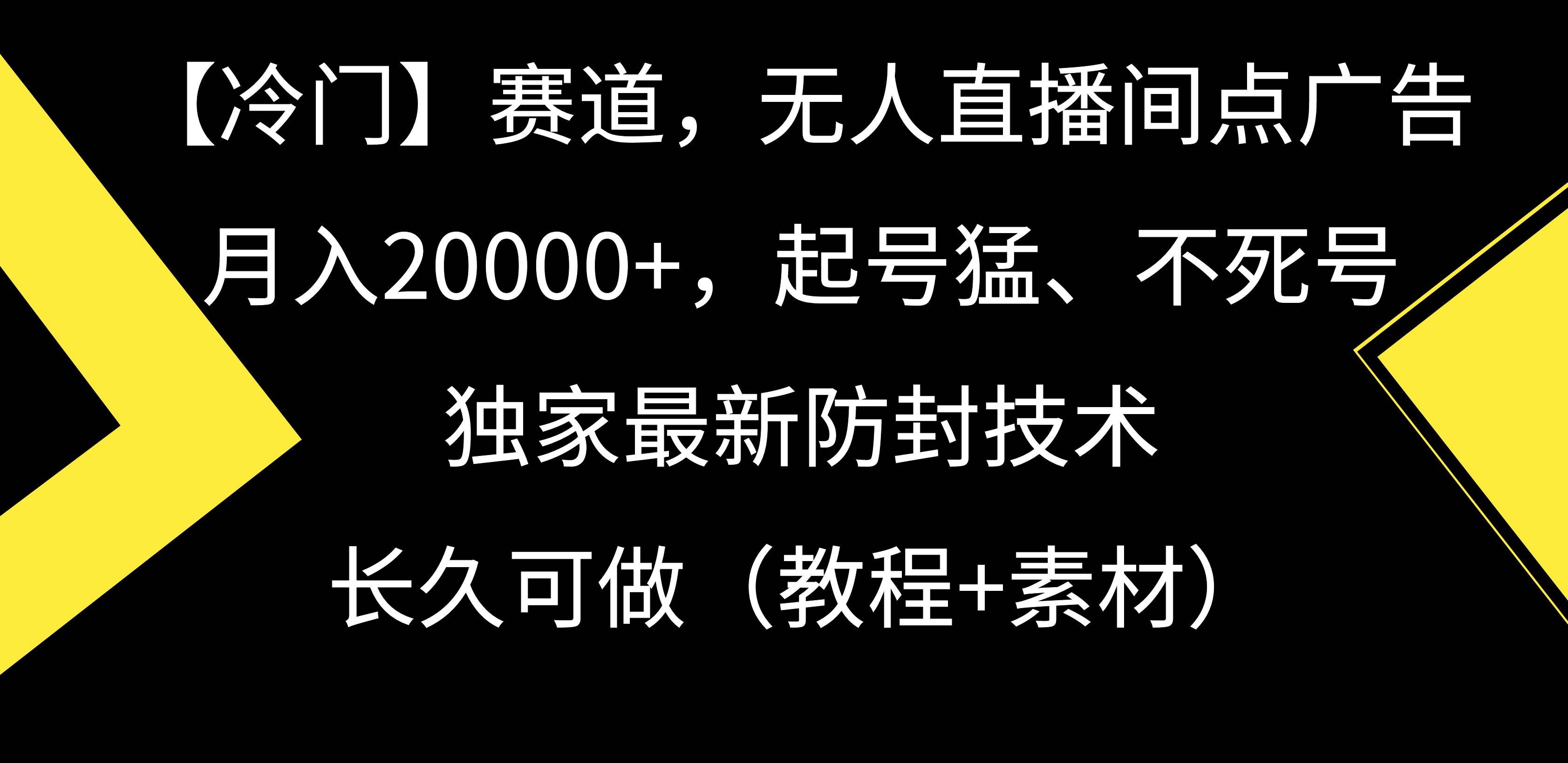 （9101期）【冷门】赛道，无人直播间点广告，月入20000+，起号猛、不死号，独家最…-三石资源库