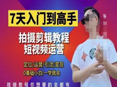 7天入门到高手，短视频剪辑运营高手课，定位 运营 引|流 变现，0基础小白一学就会-三石淘金网