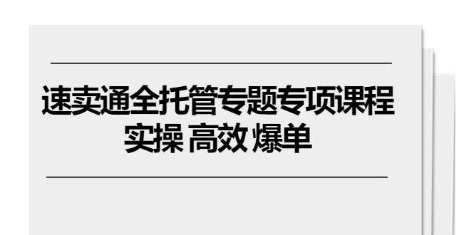 （10917期）速卖通 全托管专题专项课程，实操 高效 爆单（11节课）-三石资源库