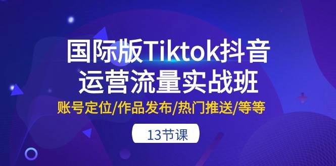 （10712期）国际版Tiktok抖音运营流量实战班：账号定位/作品发布/热门推送/等等-13节-三石资源库