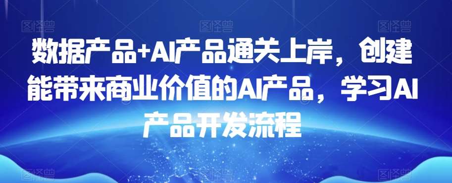 数据产品+AI产品通关上岸，创建能带来商业价值的AI产品，学习AI产品开发流程-三石淘金网
