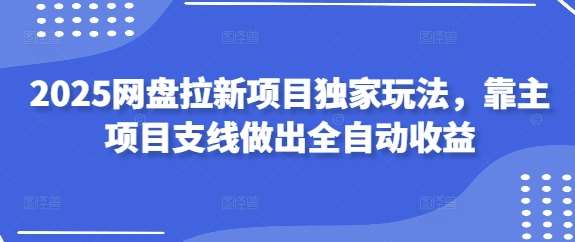 2025网盘拉新项目独家玩法，靠主项目支线做出全自动收益-三石资源库
