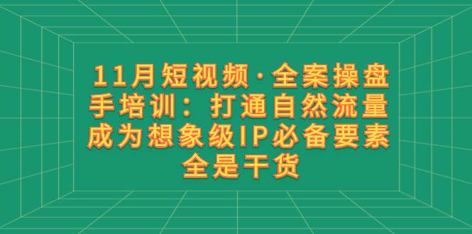 （8182期）11月短视频·全案操盘手培训：打通自然流量 成为想象级IP必备要素 全是干货-三石资源库