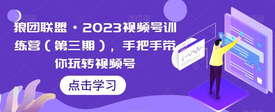狼团联盟·2023视频号训练营（第三期），手把手带你玩转视频号-三石资源库