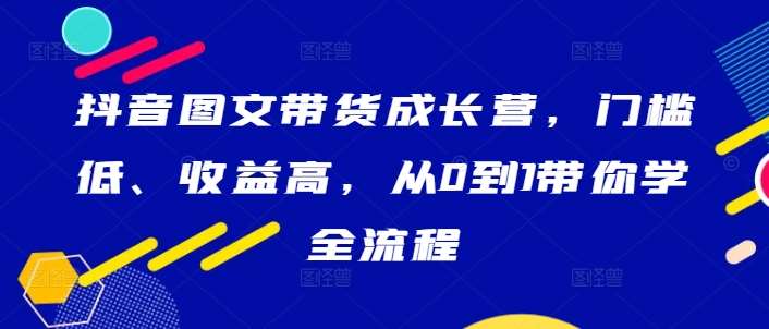 抖音图文带货成长营，门槛低、收益高，从0到1带你学全流程-三石资源库