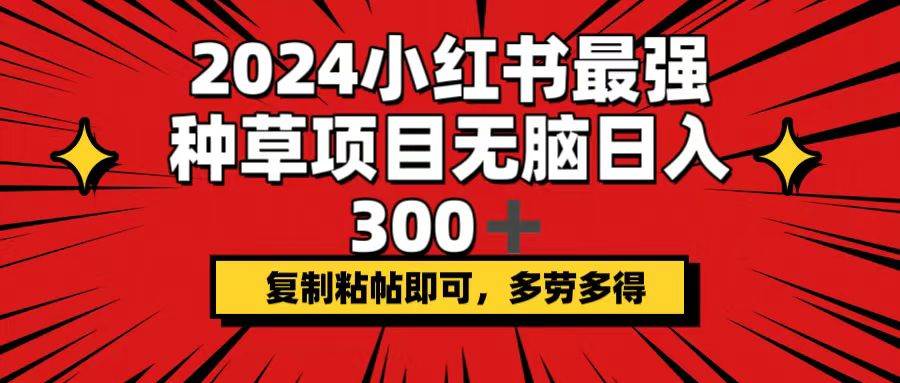 （12336期）2024小红书最强种草项目，无脑日入300+，复制粘帖即可，多劳多得-三石资源库