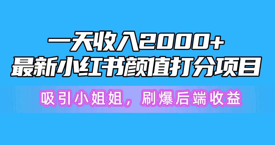 （10187期）一天收入2000+，最新小红书颜值打分项目，吸引小姐姐，刷爆后端收益-三石资源库