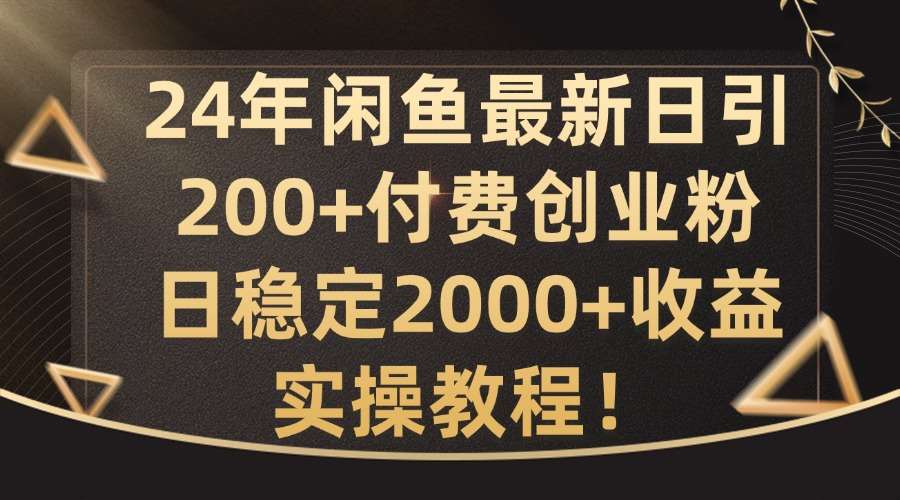 24年闲鱼最新日引200+付费创业粉日稳2000+收益，实操教程【揭秘】-三石资源库