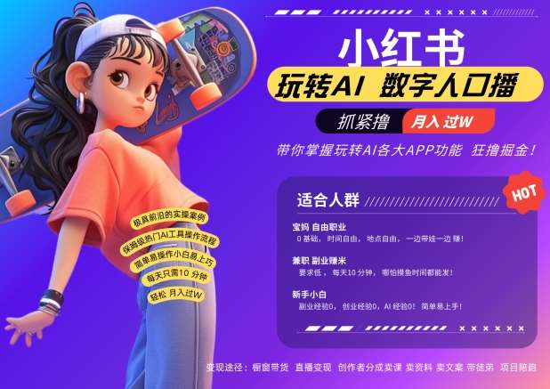 小红书数字人暴力起号，AI改写文案，再也不用费劲录口播，流量火爆月入破W轻松拿捏-三石资源库