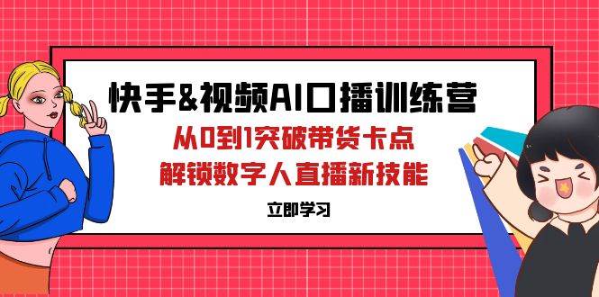 （12665期）快手&视频号AI口播特训营：从0到1突破带货卡点，解锁数字人直播新技能-三石资源库