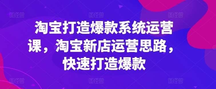 淘宝打造爆款系统运营课，淘宝新店运营思路，快速打造爆款-三石资源库