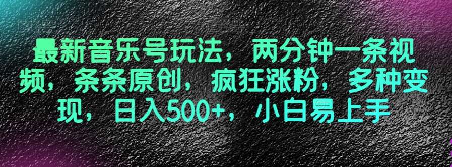 最新音乐号玩法，两分钟一条视频，条条原创，疯狂涨粉，多种变现，日入500+，小白易上手【揭秘】-三石淘金网