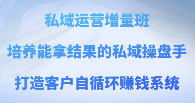 私域运营增量班，培养能拿结果的私域操盘手，打造客户自循环赚钱系统-三石资源库